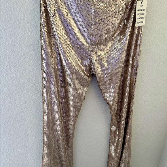 Mia Joy Joyfolie Gold Sequin NWT pants flare sz S eras tour party leggings $78 - Picture 4 of 4